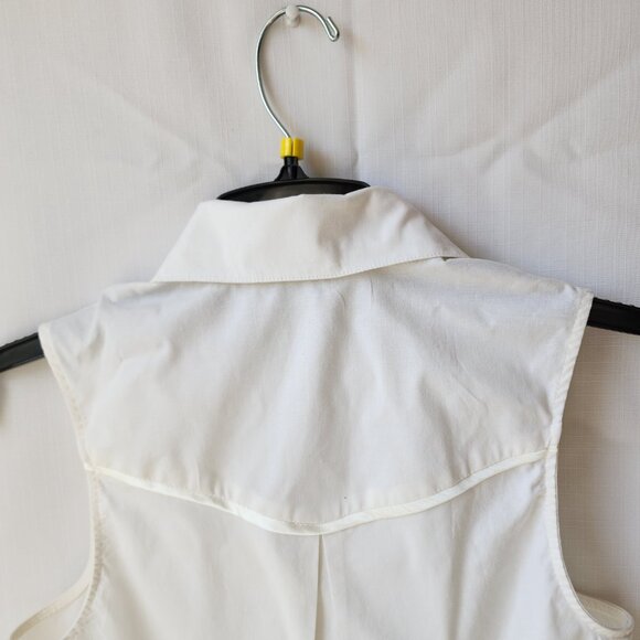 XOXO Y2K White Satin Trim Vintage Style Sleeveless Button Top Women's Size M - Picture 6 of 16